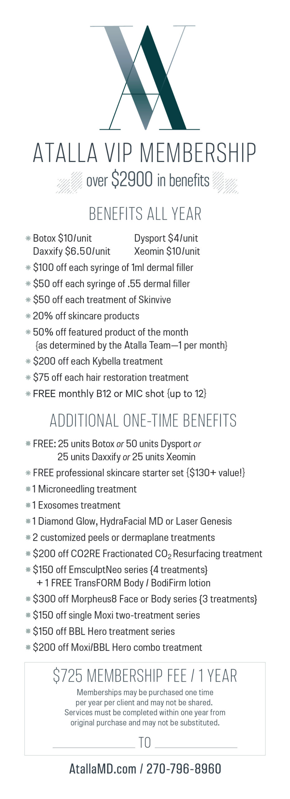 Atalla Plastic Surgery VIP membership benefits